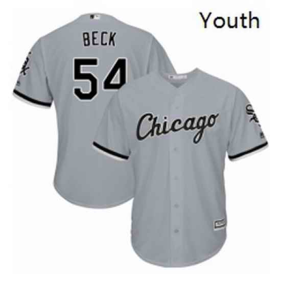 Youth Majestic Chicago White Sox 54 Chris Beck Authentic Grey Road Cool Base MLB Jersey